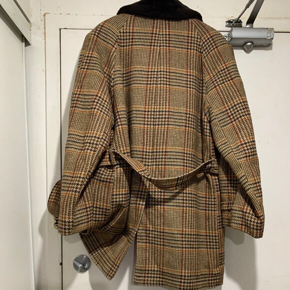 THE DOWNTOWNER VINTAGE FAUX FUR WOOL BLEND PLAID COATS SIZE 42/L - Picture 6 of 13